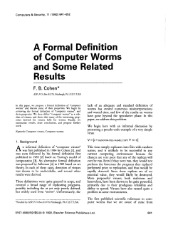A Formal Definition of Computer Worms and Some