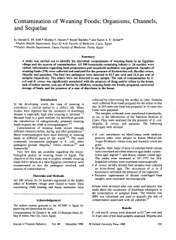 Contamination of Weaning Foods: Organisms