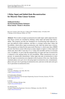 l-Delay Input and Initial-State Reconstruction for Discrete