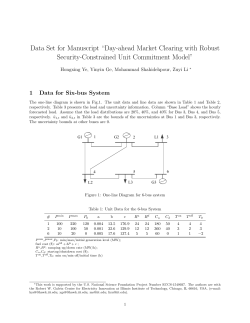 Data Set for Manuscript &ldquo;Day-ahead Market Clearing with