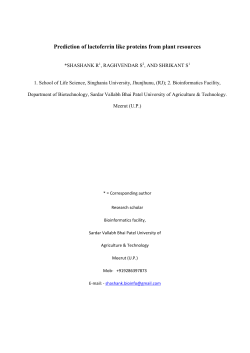 Prediction of lactoferrin like proteins from plant resources