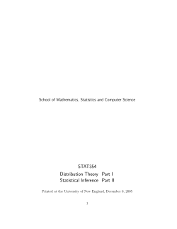 STAT354 Distribution Theory Part I Statistical Inference Part II