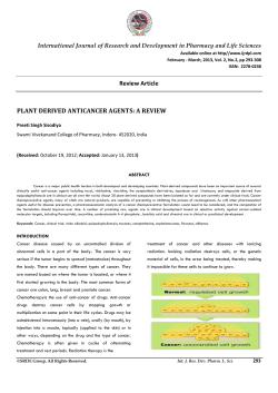 PLANT DERIVED ANTICANCER AGENTS: A REVIEW