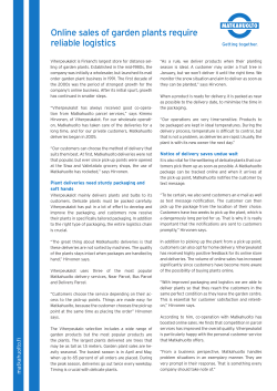 Online sales of garden plants require reliable logistics