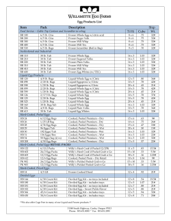 Egg Products List Item Pack Description Ship Ti Hi Cube Wt.