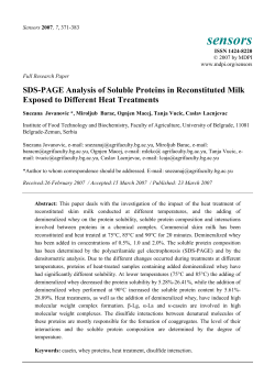 SDS-PAGE Analysis of Soluble Proteins in Reconstituted Milk