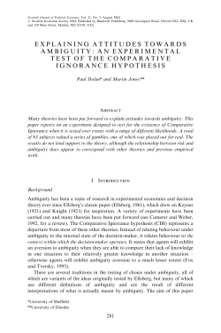 explaining attitudes towards ambiguity: an experimental test of the
