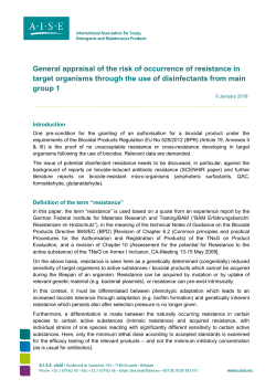 General appraisal of the risk of occurrence of resistance in target