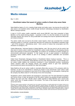 AkzoNobel makes first award of Carbon Credits