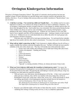 Orrington Kindergarten Information
