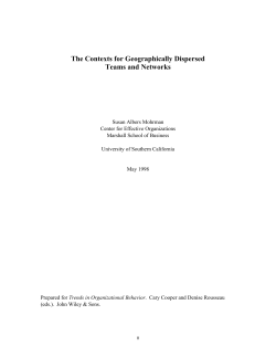 The Contexts for Distributed Teams and Networks