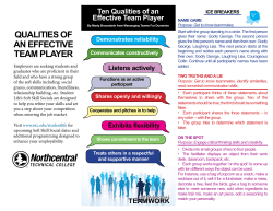 QUALITIES OF AN EFFECTIvE TEAM PLAyER