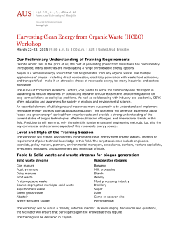 Harvesting Clean Energy from Organic Waste (HCEO) Workshop