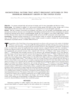 sociocultural factors that affect pregnancy outcomes in two dissimilar