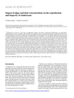 Impact of algae and their concentrations on the reproduction and
