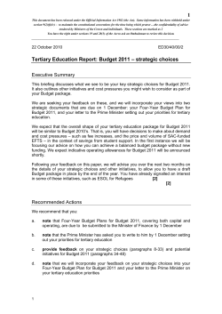 1 Budget 2011 &ndash; strategic choices - Tertiary