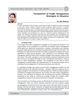 Formulation of Traffic Management Strategies in Cases of Disasters