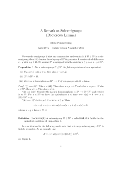 A Remark on Subsemigroups (Dicksons Lemma) - staff.uni