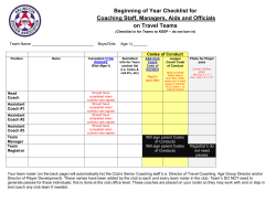 Beginning of Year Checklist for Travel Coaching Staff, Team