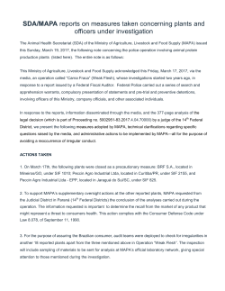 SDA/MAPA reports on measures taken concerning plants and