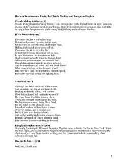 Harlem Renaissance Poetry by Claude McKay and Langston