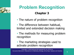 Chapter 3 Consumer Decision Process and Problem Recognition