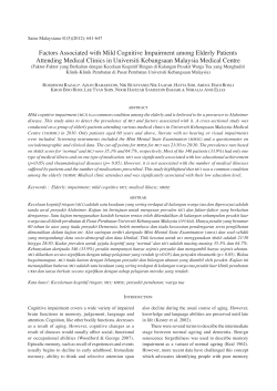 Factors Associated with Mild Cognitive Impairment among Elderly