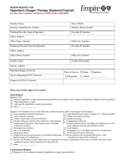 Hyperbaric Oxygen Therapy - Empire Blue Cross Blue Shield