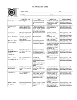 Unit Plan Scoring Rubric