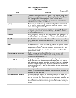 State Budget by Program (SBP) Key Terms December 2016