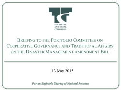 Presentation to the Western Cape Provincial Legislature