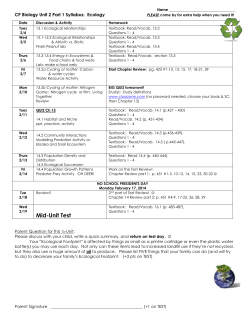 CP Biology Unit 1 Syllabus - James Island Charter High School