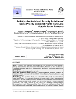 Anti-Mycobacterial and Toxicity Activities of Some Priority Medicinal