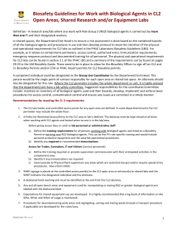 Biosafety Guidelines for Work with Biological Agents in CL2 Open