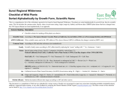 Sunol Regional Wilderness Checklist of Wild Plants