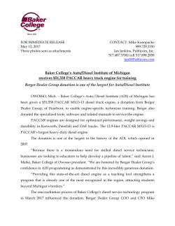 Baker College`s Auto/Diesel Institute of Michigan receives
