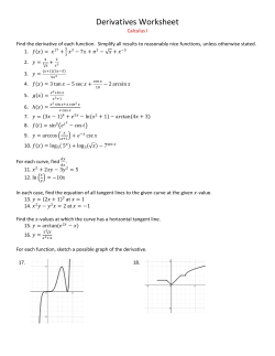 Derivatives Worksheet and Answers