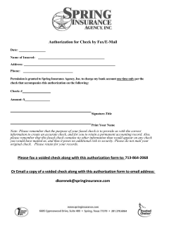 Check by Fax Form - Spring Insurance Agency, Inc