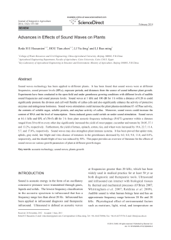 Advances in Effects of Sound Waves on Plants