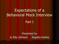 Expectations of a Behavioral Mock Interview - AIM-IRS