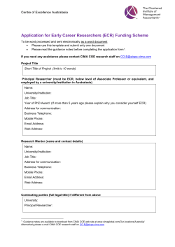 Application for Early Career Researchers (ECR)