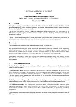 DIETITIANS ASSOCIATION OF AUSTRALIA BY