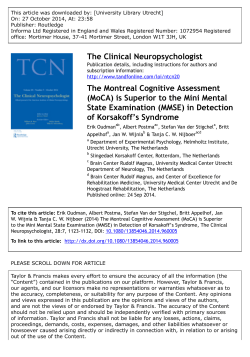 The Montreal Cognitive Assessment (MoCA) is Superior to the Mini