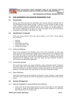 6.0 RISK ASSESSMENT AND DISASTER MANAGEMENT PLAN