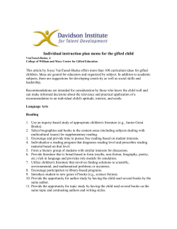 Individual instruction plan menu for the gifted child