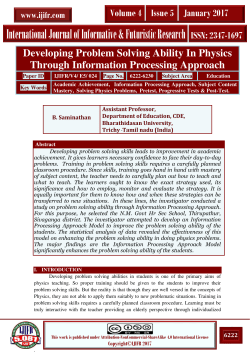 Developing Problem Solving Ability In Physics Through