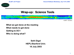 Science Tools - Status