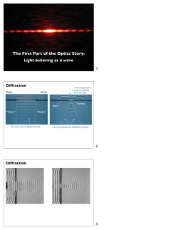 The First Part of the Optics Story: Light behaving as a wave