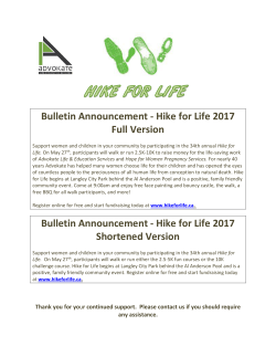 Bulletin Announcement - Hike for Life 2017 Full Version Bulletin
