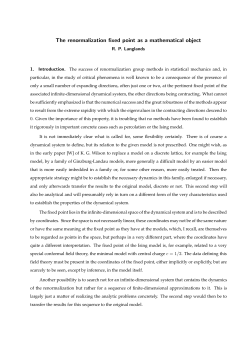 The renormalization fixed point as a mathematical object